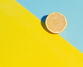 lemon on stark blue-yellow background